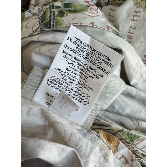 Pottery Barn Winter Bird Script Full Queen Duvet Cover & 2 Pillow Shams Cotton - Picture 6 of 7